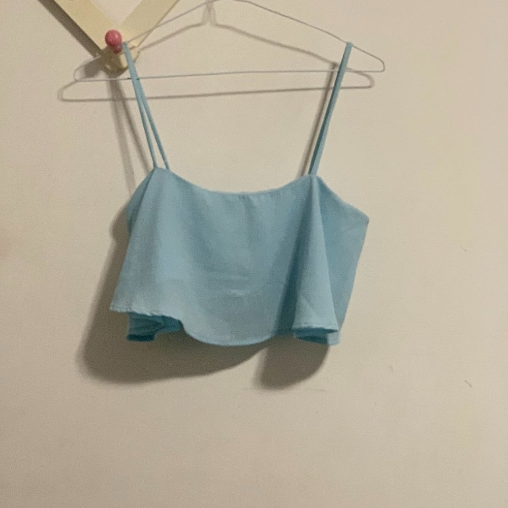Light Blue Flowy Bandeau Top with cute straps